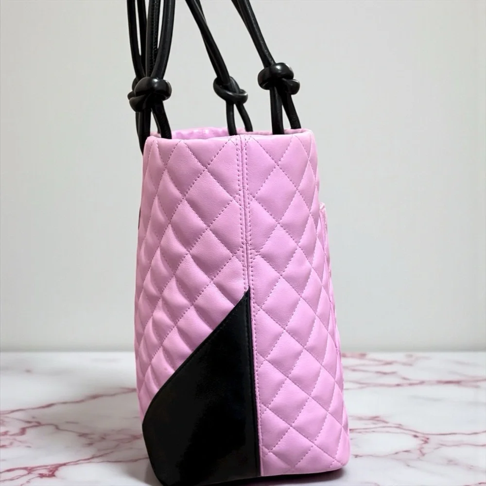 CHANEL Vintage Pink/Black Cambon Ligne Tote & Original Box - Picture 7 of 14